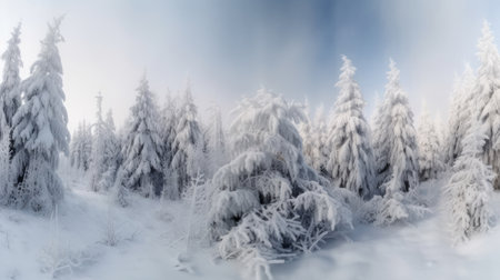 Winter Christmas Forest Background. Illustration Generative AIの素材