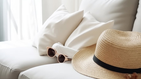 fashion sunglasses and hat. Illustration Generative AIの素材