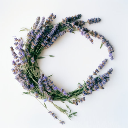Lavender flower wreath. Illustration Generative AIの素材