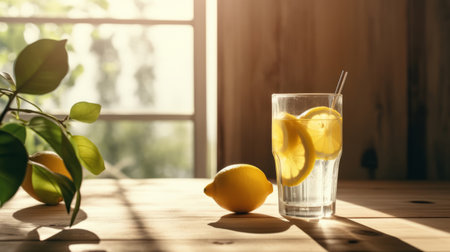 Glass of lemonade. Illustration Generative AIの素材