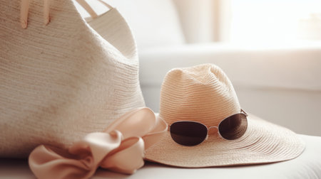 fashion sunglasses and hat. Illustration Generative AIの素材