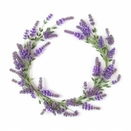 Lavender flower wreath. Illustration Generative AIの素材