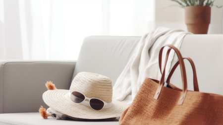 fashion sunglasses and hat. Illustration Generative AIの素材