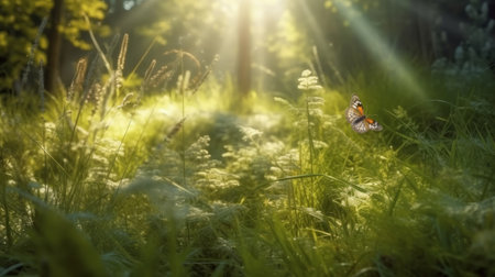 natural summer forest background. Illustration Generative AIの素材