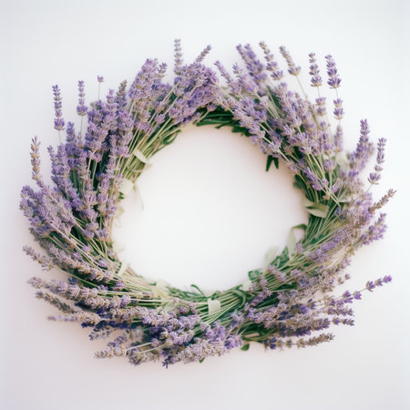 Lavender flower wreath. Illustration Generative AIの素材
