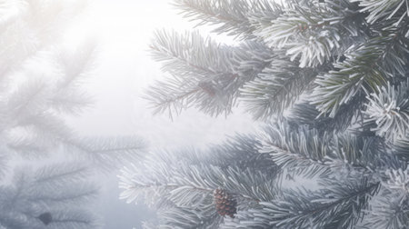 Winter Christmas Forest Background. Illustration Generative AIの素材