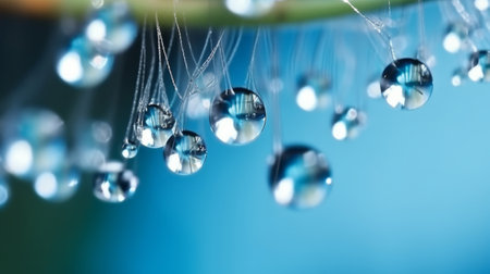 Water drops on white dandelion. Illustration Generative AIの素材