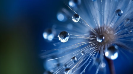 Water drops on white dandelion. Illustration Generative AIの素材