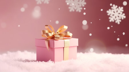 Pink Christmas gift background. Illustration Generative AIの素材