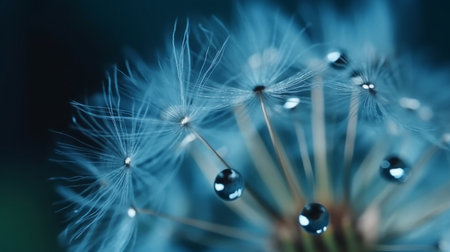 Water drops on white dandelion. Illustration Generative AIの素材