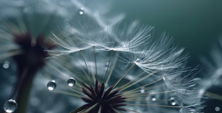 White macro dandelion seeds. Illustration Generative AIの素材