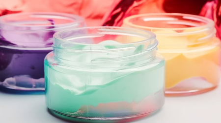 Vivid face care cream background. Illustration Generative AIの素材