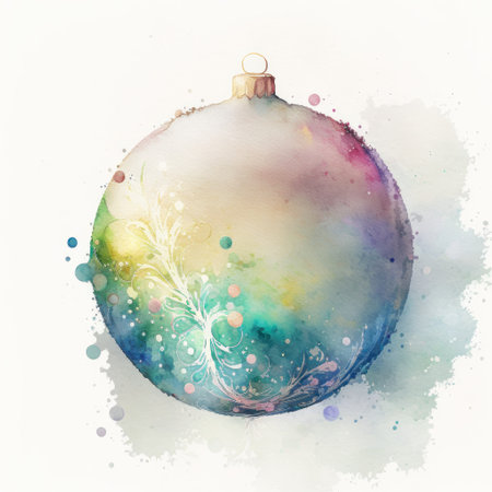 Watercolor Christmas ball decoration. Illustration Generative AIの素材