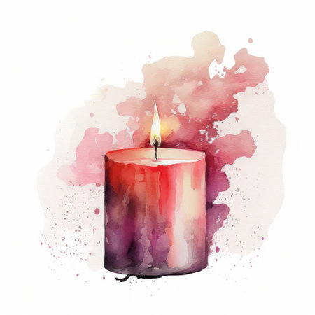 watercolor candle. Illustration Generative AIの素材