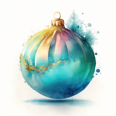 Watercolor Christmas ball decoration. Illustration Generative AIの素材