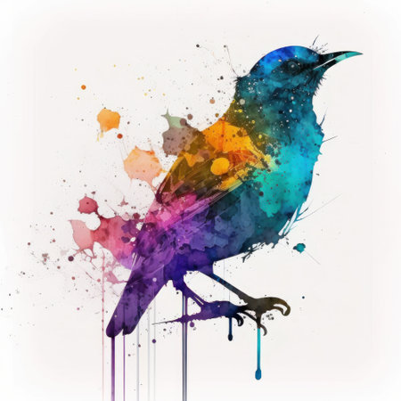 Watercolor colorful bird. Illustration Generative AIの素材