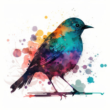 Watercolor colorful bird. Illustration Generative AIの素材