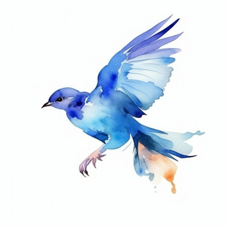 watercolor blue bird. Illustration Generative AIの素材