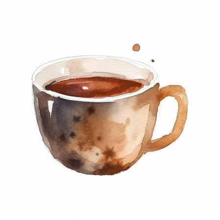 watercolor coffee cup. Illustration Generative AIの素材