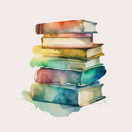 watercolor books. Illustration Generative AIの素材