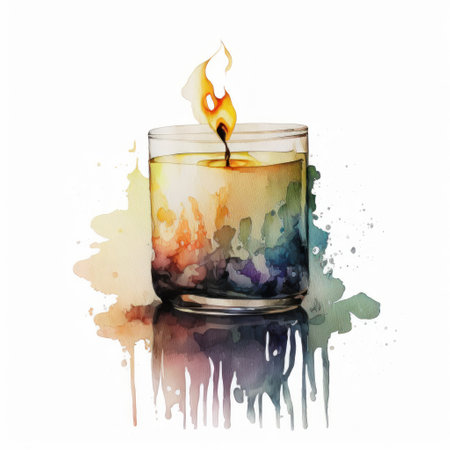 watercolor candle. Illustration Generative AIの素材