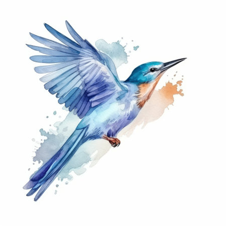 watercolor blue bird. Illustration Generative AIの素材