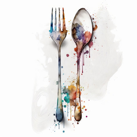 watercolor spoon and fork. Illustration Generative AIの素材