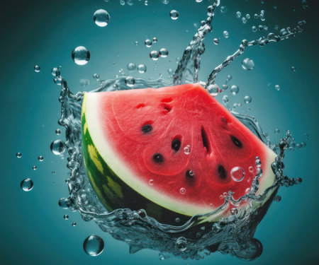 Watermelon in water. Illustration Generative AIの素材
