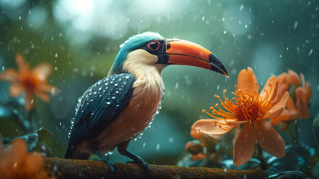 Toucan magic background. Illustration Generative AIの素材