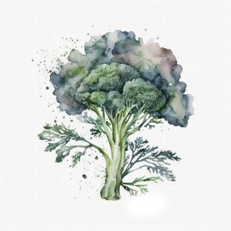 Broccoli watercolor. Illustration Generative AIの素材