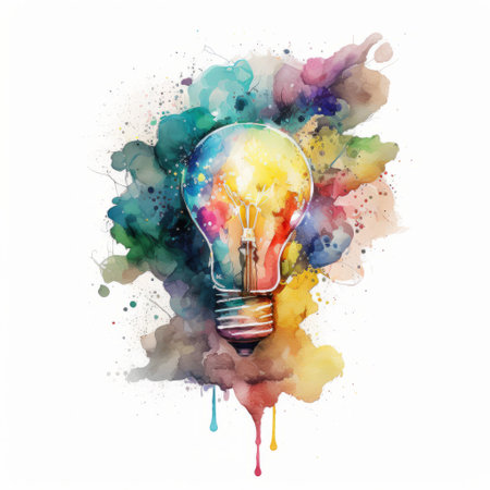 watercolor light bulb. Illustration Generative AIの素材