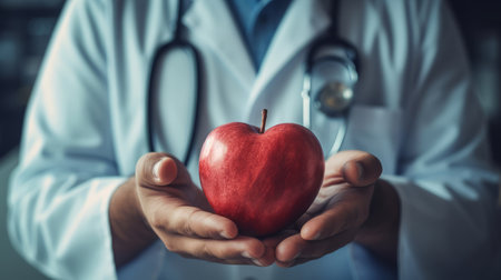 Medical background with doctor and heart. Illustration AI Generativeの素材