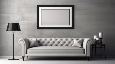 Mockup of poster frame in living room. Illustration Generative AIの素材