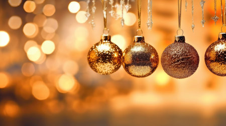 Christmas background with glitter balls. Illustration Generative AIの素材