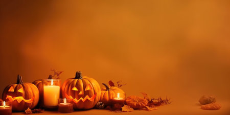 Orange Spooky Halloween background. Illustration Generative AIの素材