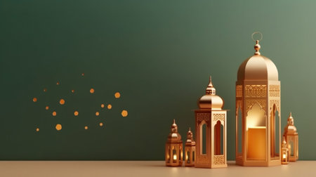 lantern islamic , eid mubarak, Eid al Adha banner Illustration Generative AIの素材
