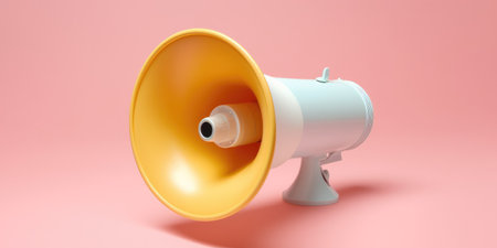 Megaphone on vivid background. Illustration Generative AIの素材