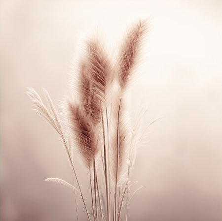 Minimalist background with pampas grass. Illustration Generative AIの素材
