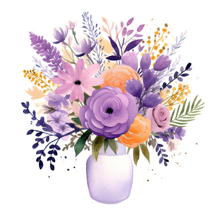 watercolor flower bouquet. Illustration Generative AIの素材