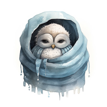 Cute watercolor owl. Illustration Generative AIの素材