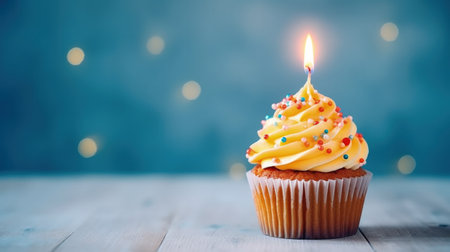 Delicious birthday cupcake Illustration Generative AIの素材