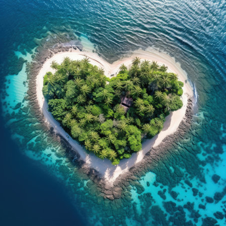 heart shape island. Illustration Generative AIの素材