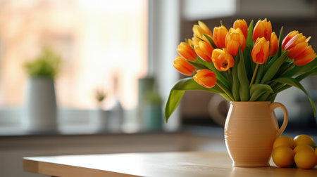 Fresh bouquet of tulips. Illustration Generative AIの素材