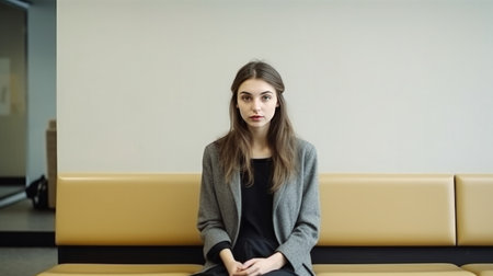 Young woman waiting for interview indoors Illustration Generative AIの素材