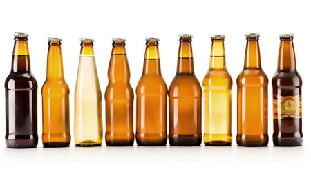 Glass bottles of beers. Illustration Generative AIの素材