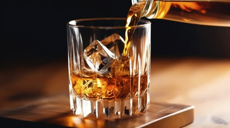 Whiskey into glass Illustration Generative AIの素材