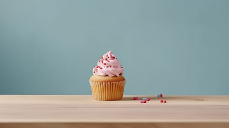 Delicious birthday cupcake Illustration Generative AIの素材