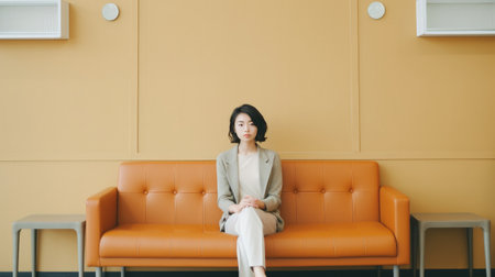 Young woman waiting for interview indoors Illustration Generative AIの素材