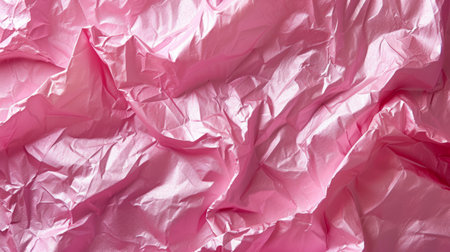 Background made of pink crumpled foil.の素材