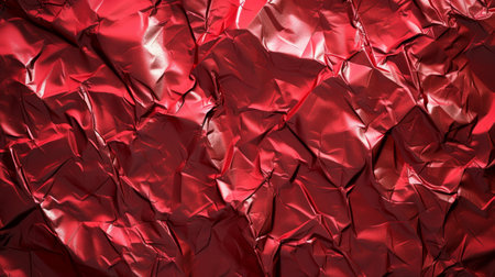 Background made of red crumpled foil.の素材